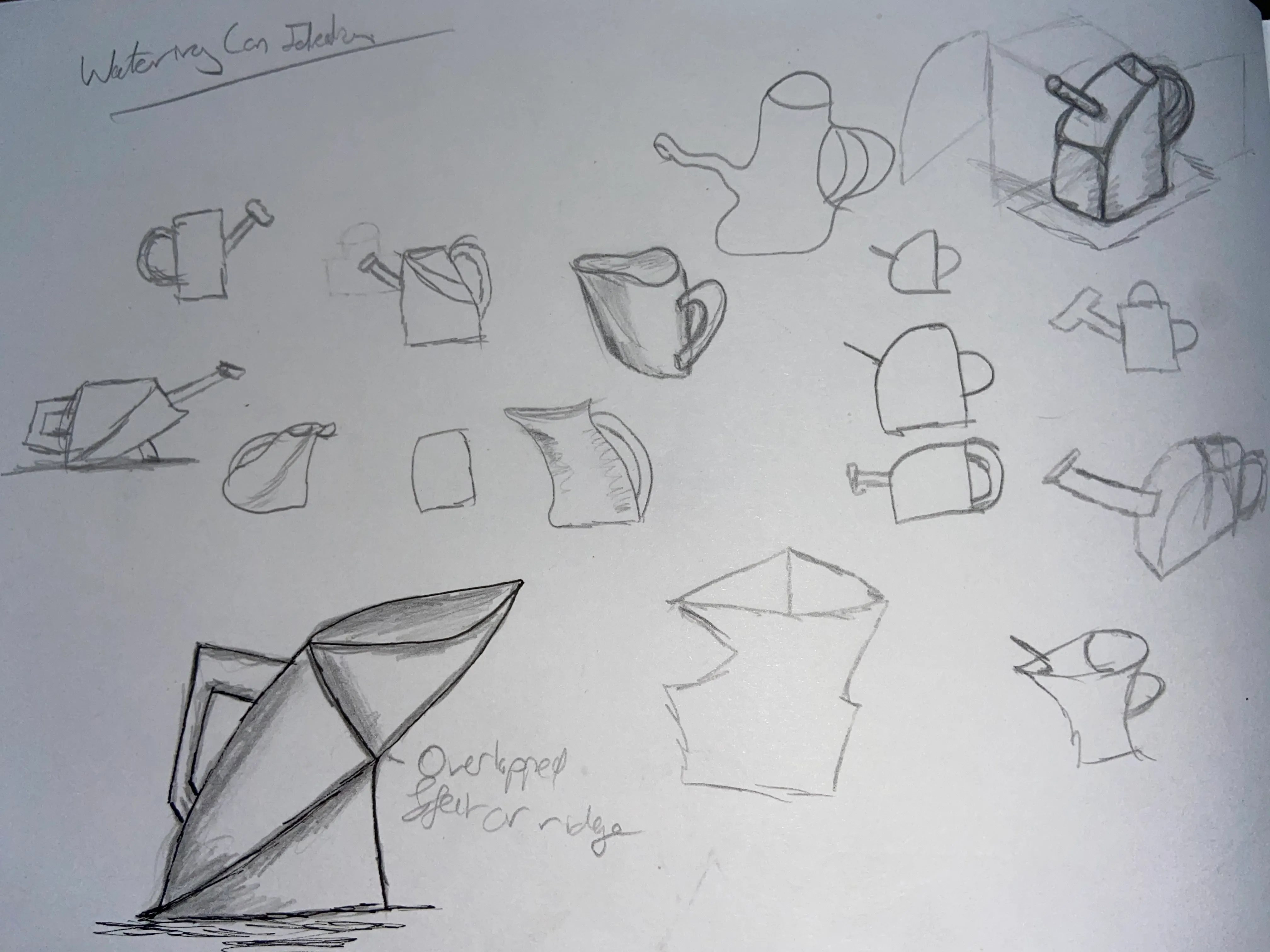 Origin Plastics — sketch page, watering can profile studies