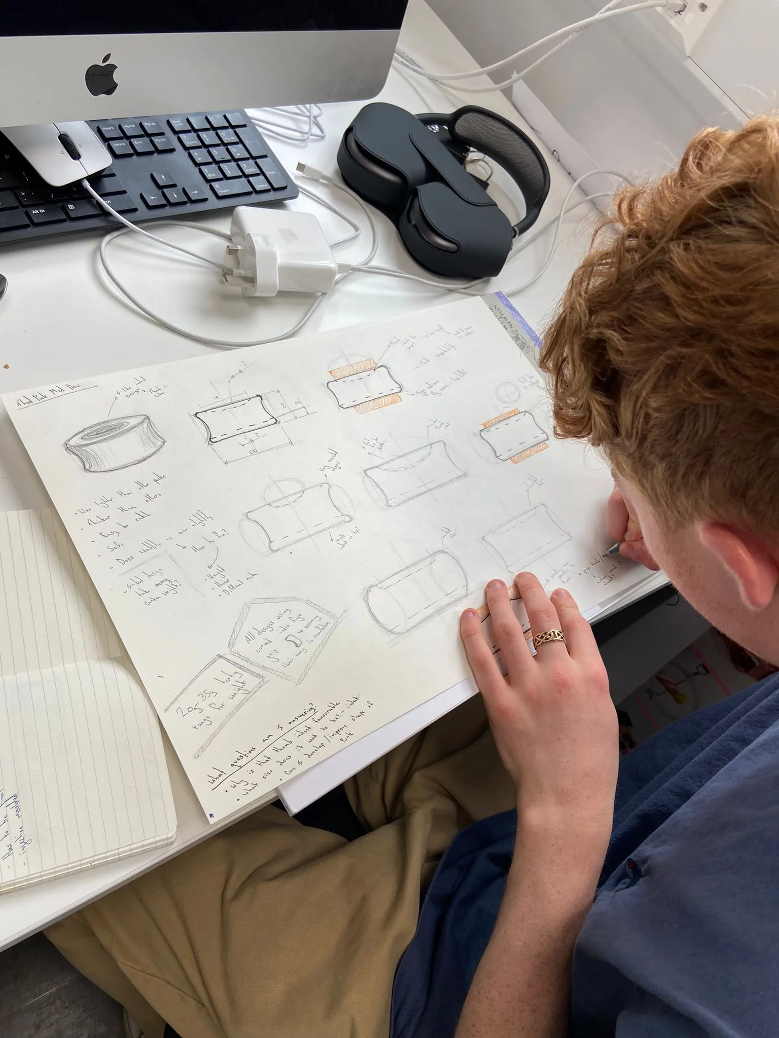 THUDPUK very early ideation — pencil sketches exploring flying toy archetypes