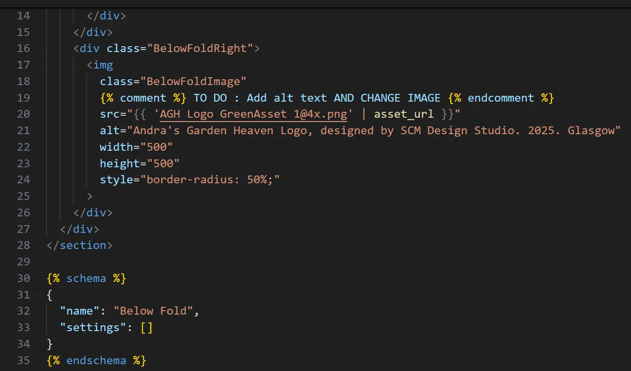 Liquid template snippet — Shopify theme code structure