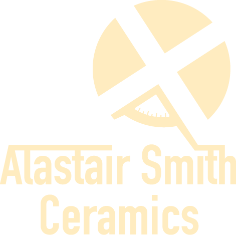 Alastair Smith Ceramics primary logo — a stylised potter's wheel that doubles as a St Andrew's Cross